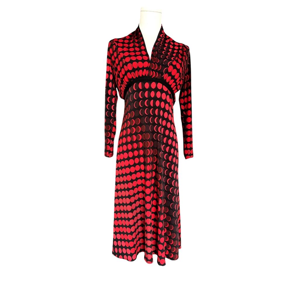 Donna Morgan Whimsygoth Witchy Red and Black Moon Phases Dress